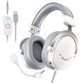 thumbnail image 1 of FIFINE H9 Gaming Headset, USB/3.5mm Headphone with Microphone for PC Computer, Xbox, PS5/PS4, 330g Lightweight, 7.1 Sound, Volume Control for Gamer, White, 1 of 8