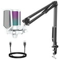 thumbnail image 1 of FIFINE Gaming Microphone with Boom Arm for PC Computer PS5 PS4 , USB Streaming Microphone Kit with RGB, Condenser, Mute Button, Gain Control for Recording-A6TW, 1 of 10