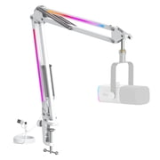 FIFINE RGB Heavy-Duty Boom Arm Stand for 3.3lb Microphone, 30 inch Adjustable Suspension Mic Arm with 3/8" to 5/8" Adapter, 2in Clamp Mount for Gaming/Streaming