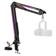 FIFINE RGB Heavy-Duty Boom Arm Stand for 3.3lb Microphone, 30 inch Adjustable Suspension Mic Arm with 3/8" to 5/8" Adapter, 2in Clamp Mount for Gaming/Streaming