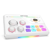 FIFINE SC8 Gaming Audio Mixer for XLR Microphone, Game and Chat Mix Button with Software, 3 Channel Audio Interface for Volume Control, 48V Power, White