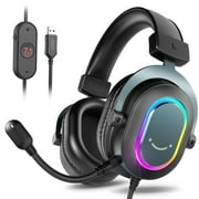 FIFINE H6 USB Gaming Headset with Microphone for PC Computer, PS5/PS4, Wired Headset with 7.1 Surround, Noise Cancelling, RGB, Mute, Gain Control