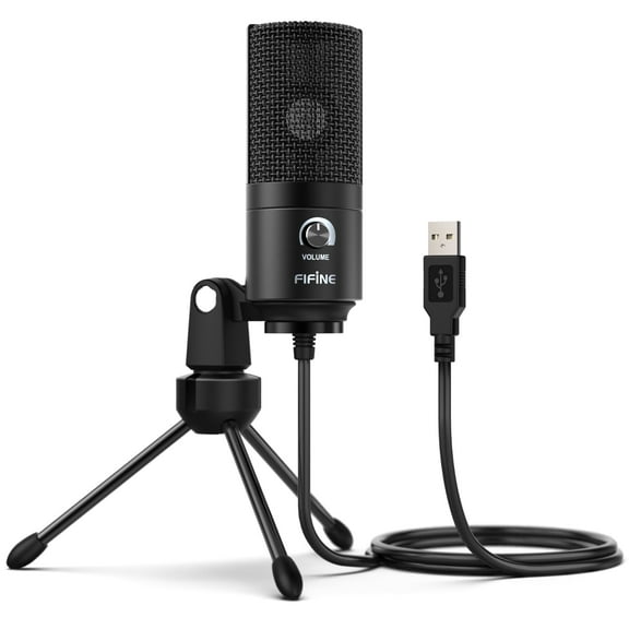 FIFINE K669B USB Microphone for PC, Laptop, PS5 Gaming, Metal Condenser Microphone with Gain Control for Streaming, Vocal Recording, Online Meetings