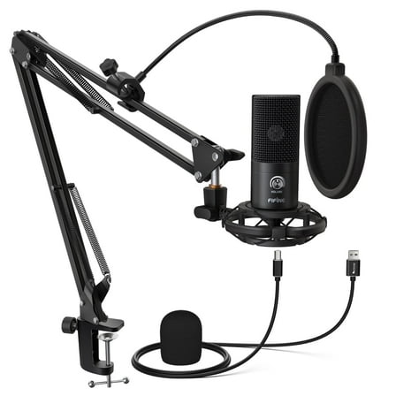 FIFINE T669 USB Studio Microphone Kit for PC Computer, Recording Microphone Bundle with Boom Arm, Gain Control, Pop Filter for Streaming, Podcasting