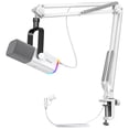 thumbnail image 1 of FIFINE AM8 Dynamic Microphone with Boom Arm Stand, USB XLR Gaming Microphone Kit for PC Computer PS5 with RGB, Mute, Headphone Jack for Streaming AM8T, White, 1 of 10
