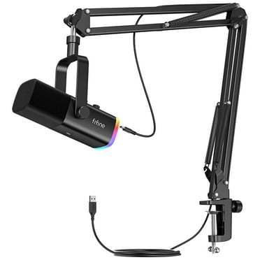 FIFINE AM8 USB XLR Dynamic Microphone with Boom Arm Stand for Computer, Streaming/Gaming Microphone Kit for PC with RGB, Mute, Headphone Jack-AM8T