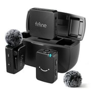 FIFINE M9 Dual Wireless Lavalier Microphones with Receiver for iPhone/Android/Camera, Mini Mics, Mute, 50m Stable Connect for Vlog, Podcast, Interview