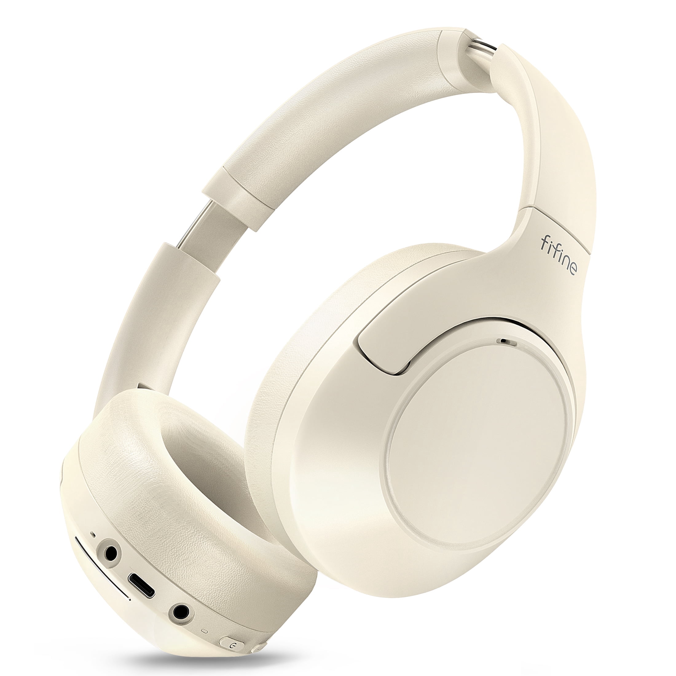 FIFINE X3 Wireless Over-Ear Headphones for iPhone/Mac, Bluetooth Headphones with ANC Noise Cancelling, Transparency Mode, 3.5mm Jack, 65H Playtime, White