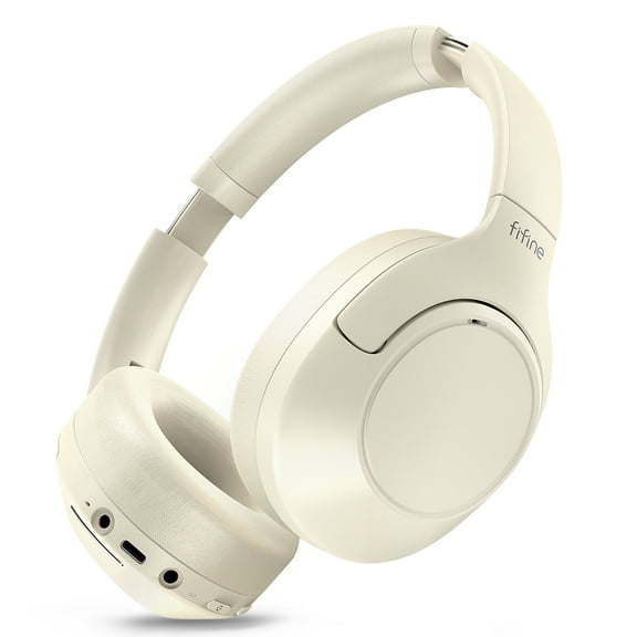 FIFINE X3 Wireless Over-Ear Headphones for iPhone/Mac, Bluetooth Headphones with ANC Noise Cancelling, Transparency Mode, 3.5mm Jack, 65H Playtime, White