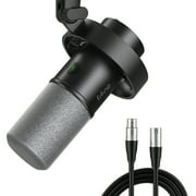 FIFINE K688 USB XLR Studio Microphone for PC Computer Recording, Podcast Dynamic Microphone for Live Streaming with Headphone Jack, Mute, Gain Control