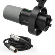 FIFINE USB XLR Studio Microphone for PC Computer Recording, Podcast Dynamic Microphone for Live Streaming with Headphone Jack, Mute, Gain Control-K688
