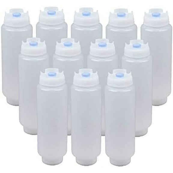 FIFO Squeeze Bottle Refillable 16 oz Blue Tip (12 Pack)