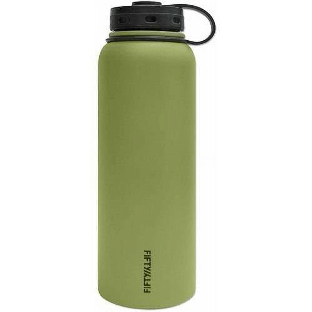 GrandTies | 24oz Insulated Bottle with Two Lids – Olive Green; Stainless Steel