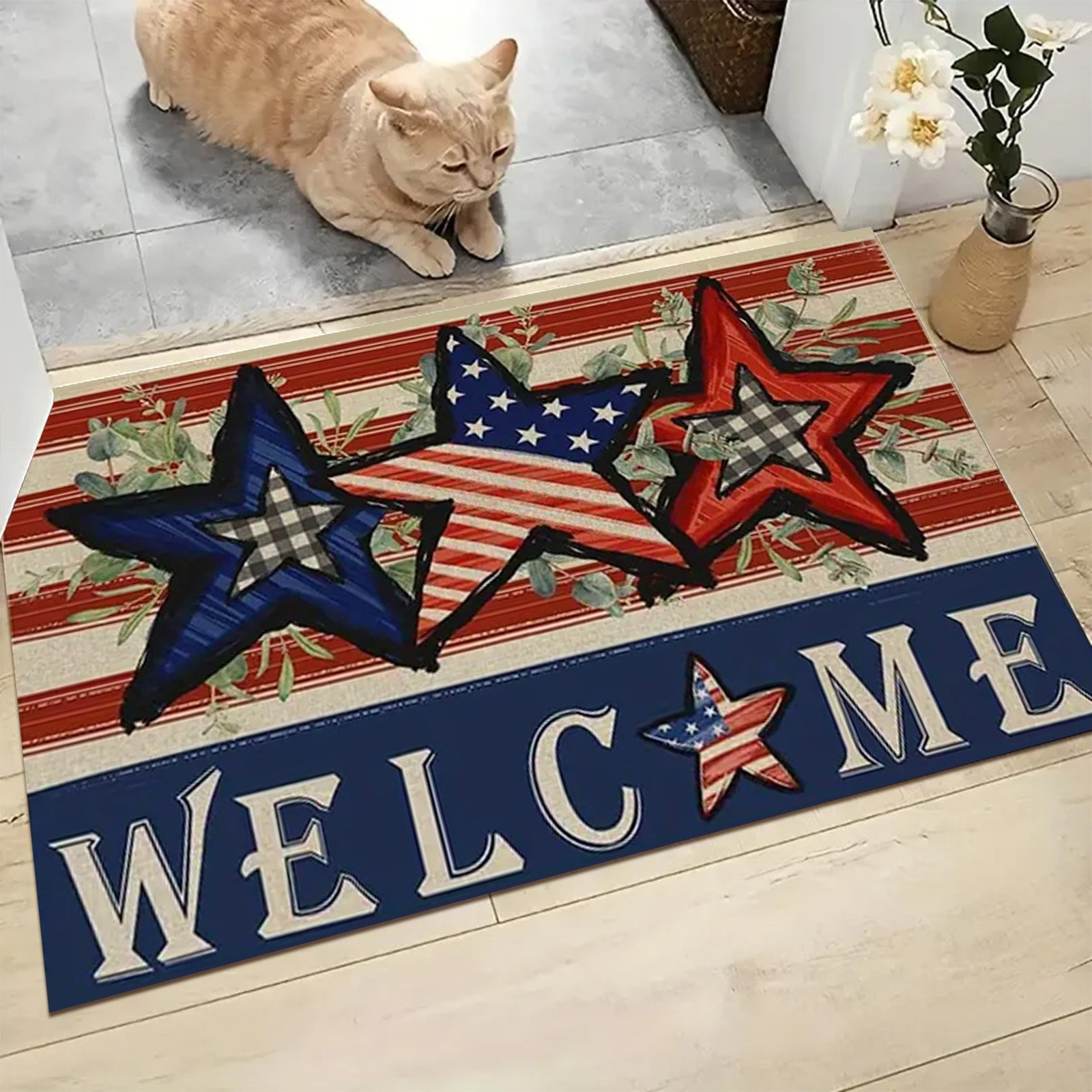 FIGHTY 4th Of July Door Mat Patriotic Doormat Entryway Rug Welcome ...
