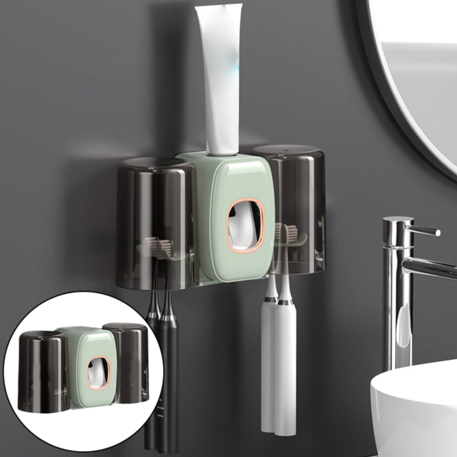 FIGHTY—Toothbrush Holders Wall Mounted Toothpaste Dispenser For Kids ...