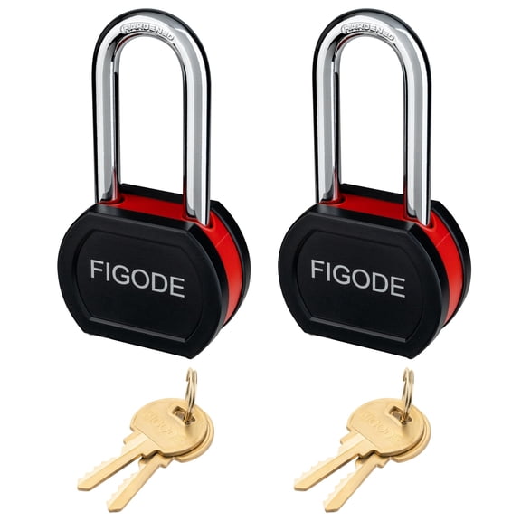 FIGODE Large Sturdy Steel Locks with 4 Same Keys, Heavy Duty Padlock, 2-3/4" Wide, 2.7" Long Shackle Locks for Door, Gate, Storage, Fence, Shed, Latch. 2 Pack Keyed Alike
