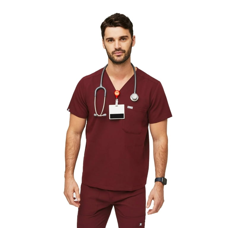 Figs burgundy deals scrub top