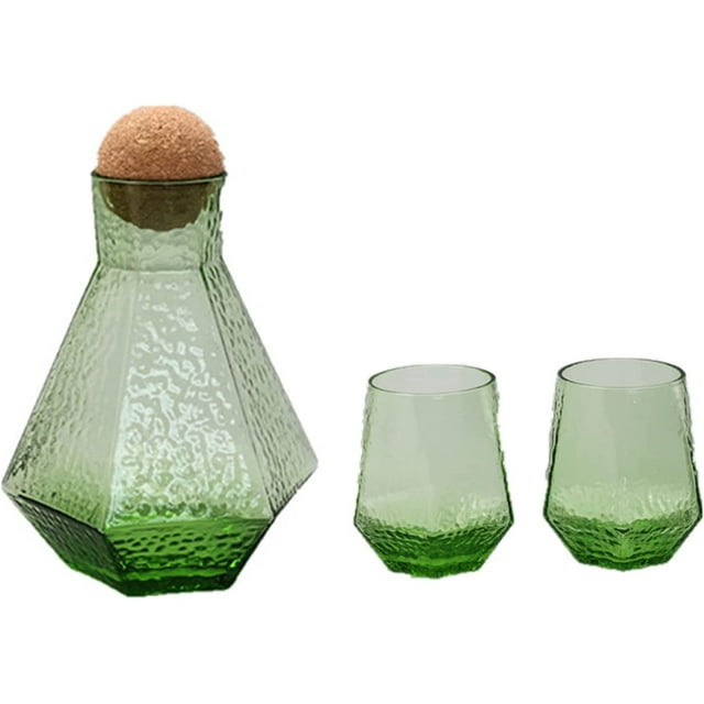FIGT1.3L Vintage Bedside Water Carafe and Glass Set, Creative Geometry