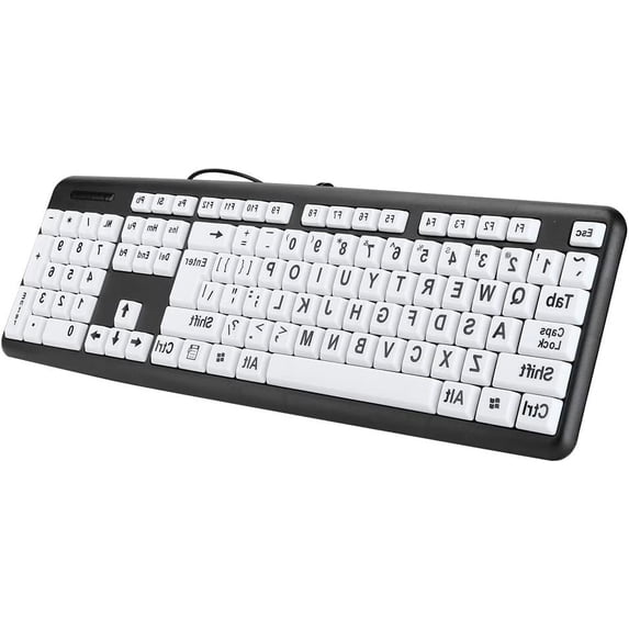 Senior Keyboard FIGT Large Print Keyboard, Black, USB Wired, 104 Keys, High Contrast ...