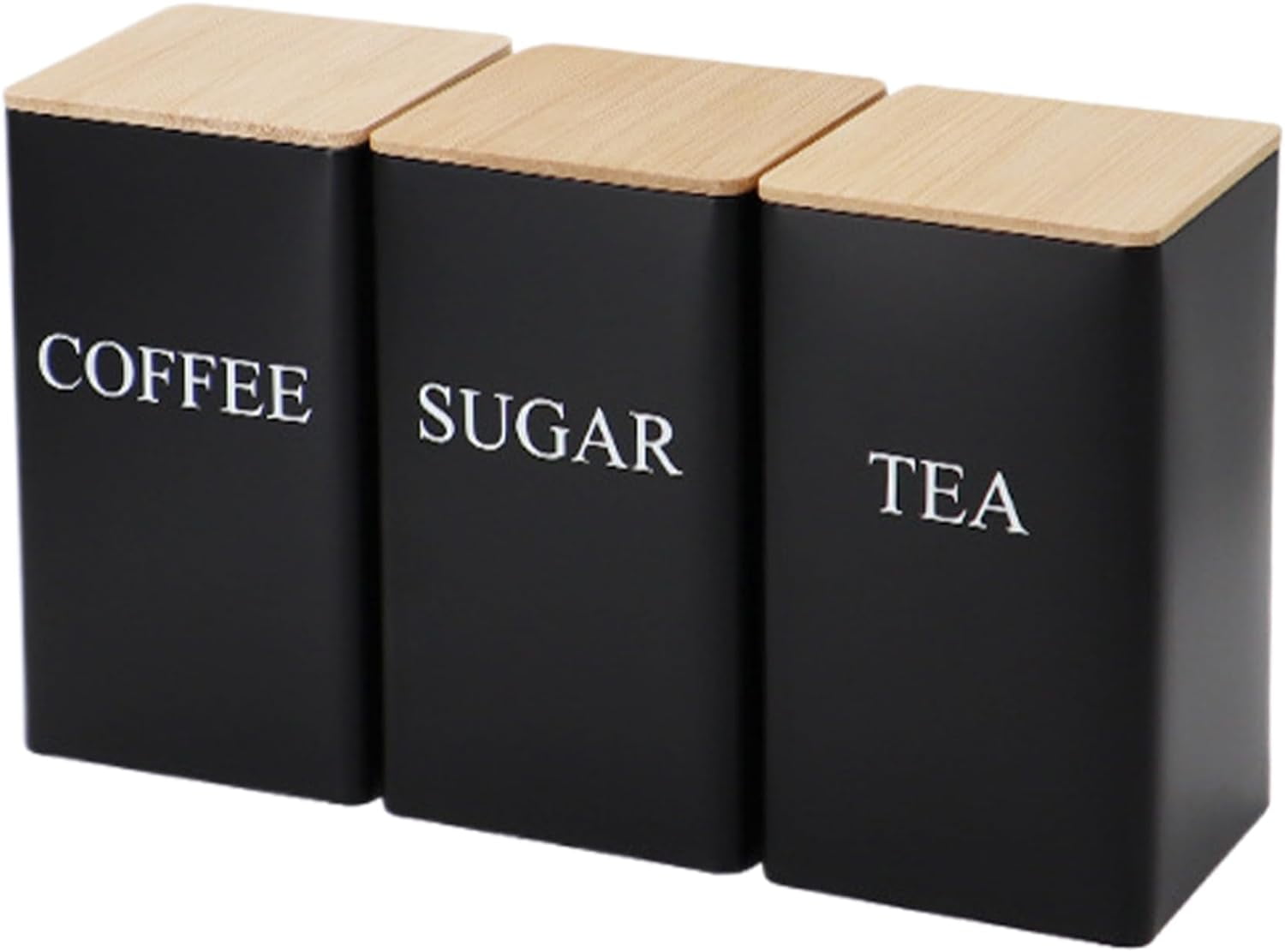 FIGT3Pc Tea Coffee & Sugar Canisters Set, Black Kitchen Canisters