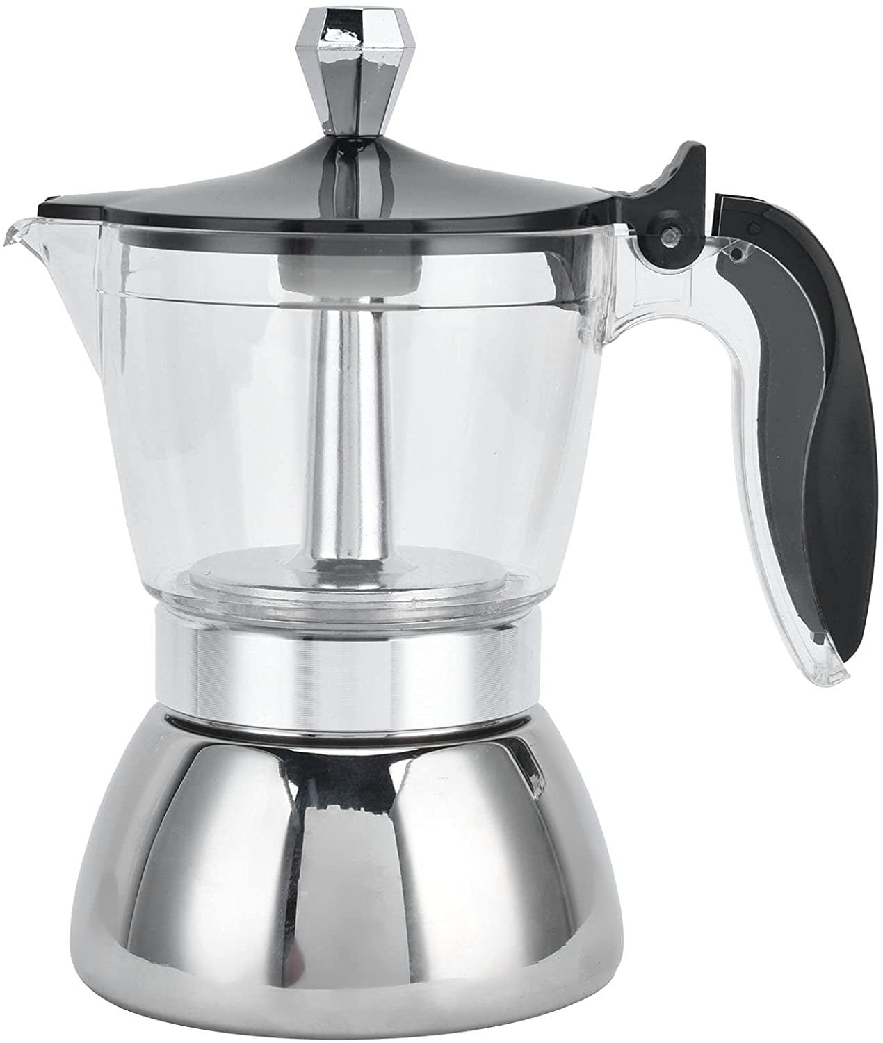 FIGT4 Cup Moka Pot Stovetop Espresso Coffee Maker, Stainless Steel