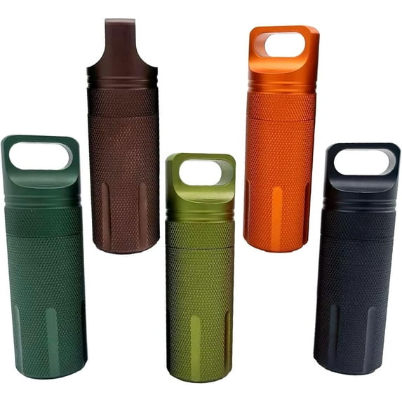 FIGT-5PCS EDC Waterproof Case Portable Pill Case Airtight Keychain Pill Case Travel Pill Bottle for Outdoor Camping Travelling【0511】