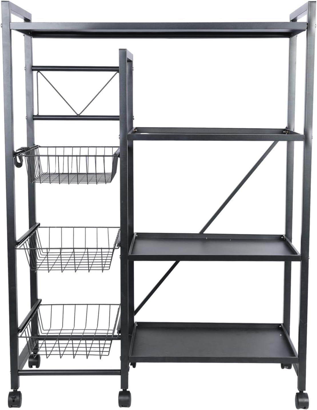 FIGTBakers Rack with Wheels, 4Tiers Kitchen Storage Rack with