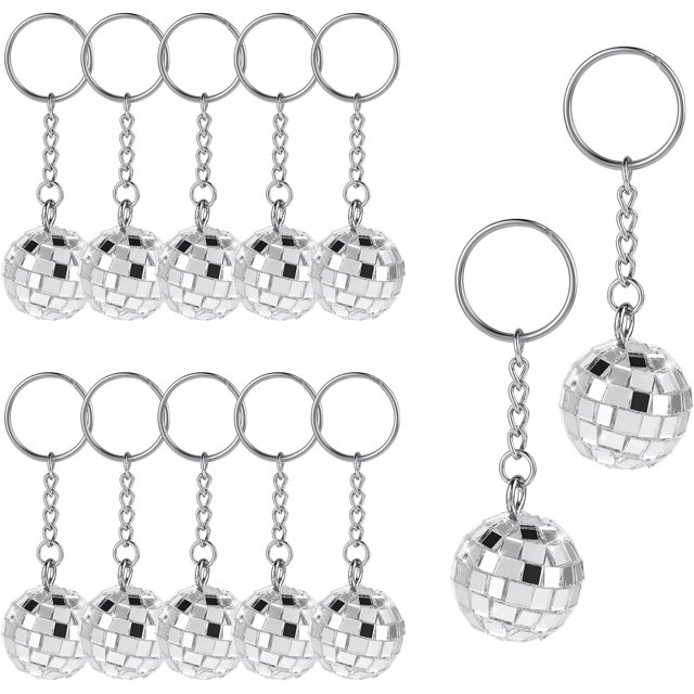 FIGTDisco Ball Keychain, 12 Pieces Disco Ball Party Favors Keychain