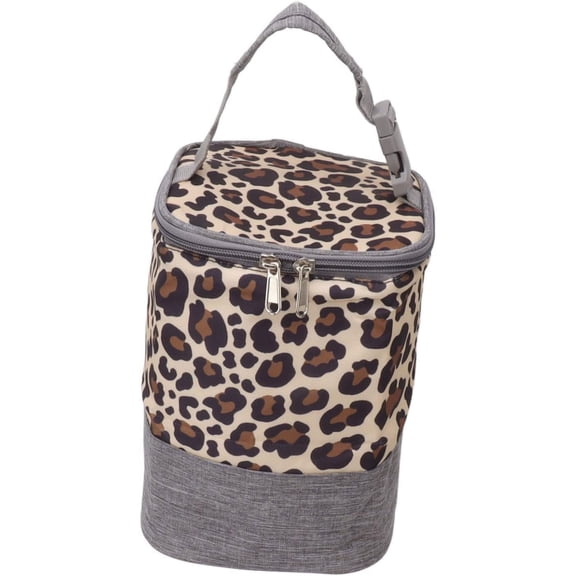 FIGT-Thermal Baby Bottle Bag, Breastmilk Warmer Cooler Bag Easy Cleaning Multipurpose Waterproof Side Pocket Design Portable 3L with Handle for Shopping (Leopard Print)【0516】