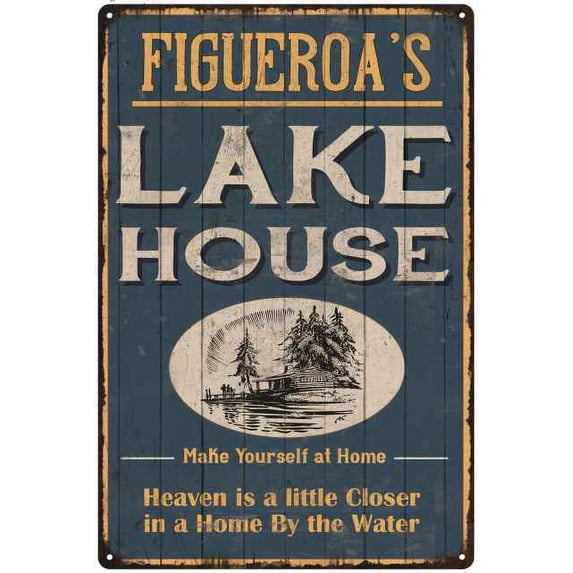 FIGUEROA'S Lake House Blue Cabin Home Decor Gift 12x18 Metal 112180038398