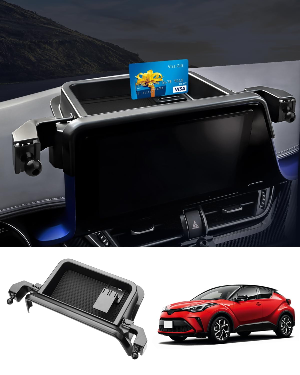 FIILINES Dashboard Center Console Organizer Compatible with Toyota CH-R ...