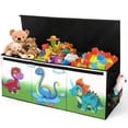 thumbnail image 1 of FIIOEOY Extra Large Toy Box, Collapsible Storage Organizer with Lids, Sturdy Dinosaur Toy Chest for Boys Girls, 40"x16"x16" Kids Storage Bin Box Baskets for Living Room, Playroom, Bedroom, Nursery, 1 of 7