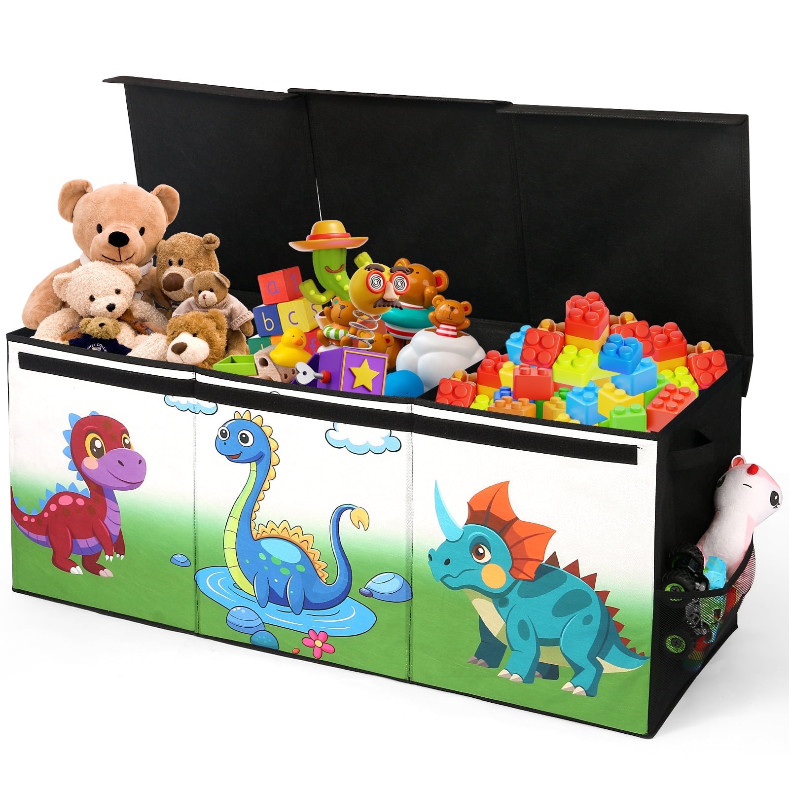 FIIOEOY Extra Large Toy Box, Collapsible Storage Organizer with Lids, Sturdy Dinosaur Toy Chest for Boys Girls, 40"x16"x16" Kids Storage Bin Box Baskets for Living Room, Playroom, Bedroom, Nursery