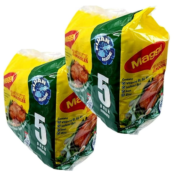 FIJI Maggi 2 Minute Noodles - CHICKEN Flavor (Megga Pack of 10 X 80g/ea) So Tasty, Delicious