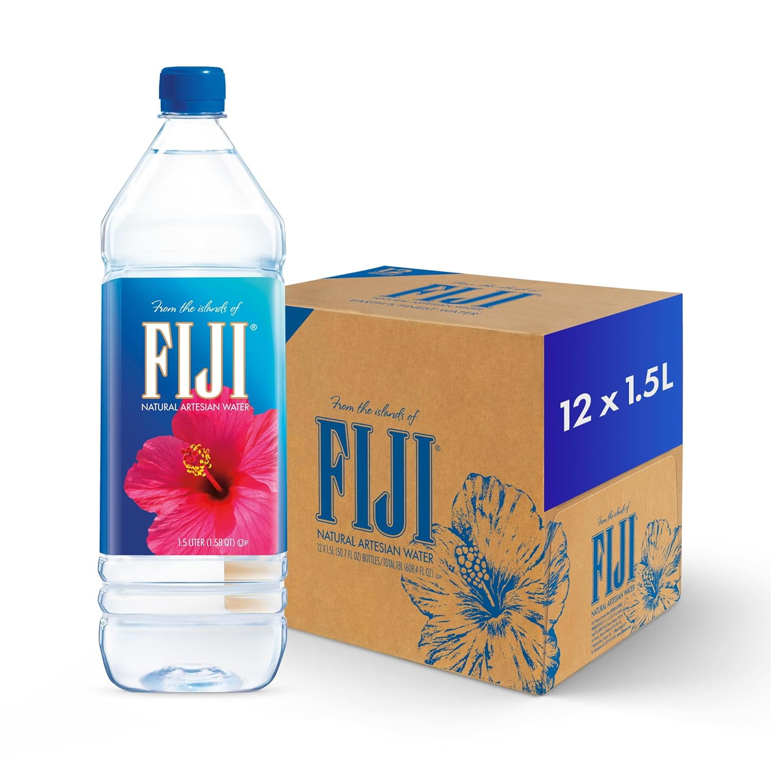 FIJI Natural Artesian Bottled Water 1.5 Liters / 50.7 Fl Ounce (Pack of ...