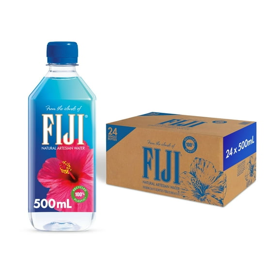 FIJI Natural Artesian SCH4Bottled Water 500mL / 16.9 Fl Ounce (Pack of 24) - 100% Natural Electrolytes