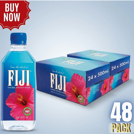 FIJI Natural Artesian Water 500mL Bottles, 48 Pack – Premium Bottled Water