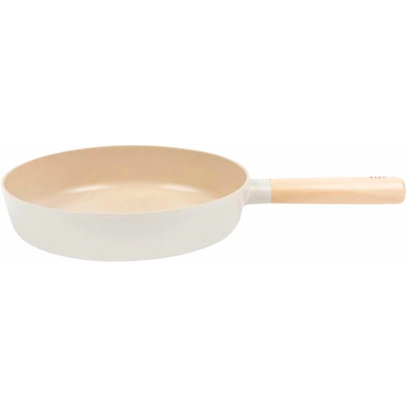 FIKA 11 inch Nonstick Frying Pan with Wooden Handle, Induction Compatible Cookware for All Stovetops, Kitchen Essential Ceramic Coating Skillet, Healthy Cooking Omelet Pan, Made in Korea (28cm)