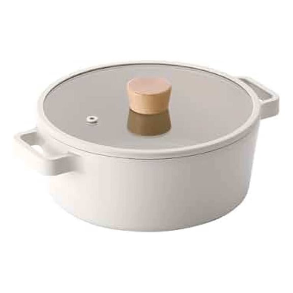 FIKA Kitchen Nonstick 4.0QT Stock Pot with Lid, Healthy Cooking Ceramic Coating Casserole, Induction Compatible Cookware, Stew, Soup Noodle Multi Dutch Oven, Made in Korea (9.5" / 24cm)