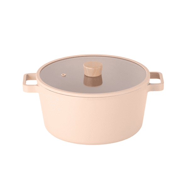 FIKA Kitchen Nonstick 5.7QT Jumbo Stock Pot with Lid, Healthy Cooking Non Stick Casserole, Induction Compatible Cookware, Dutch Oven for Stew, Soup, Noodle, Pasta, Made in Korea (10" / 26cm)