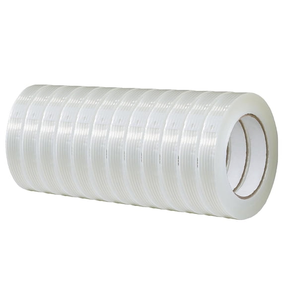FIL-795 Fiberglass Reinforced Filament Strapping Tape Heavy Duty Packing & Shipping Tape, Mono Directional, 3/4 in x 60 yds. Pack of 12 (5.5 Mil)