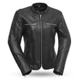thumbnail image 1 of FIL116CSLZ-XS-BLK Roxy Motorcycle Leather Jacket for Women, Black - Extra Small, 1 of 1