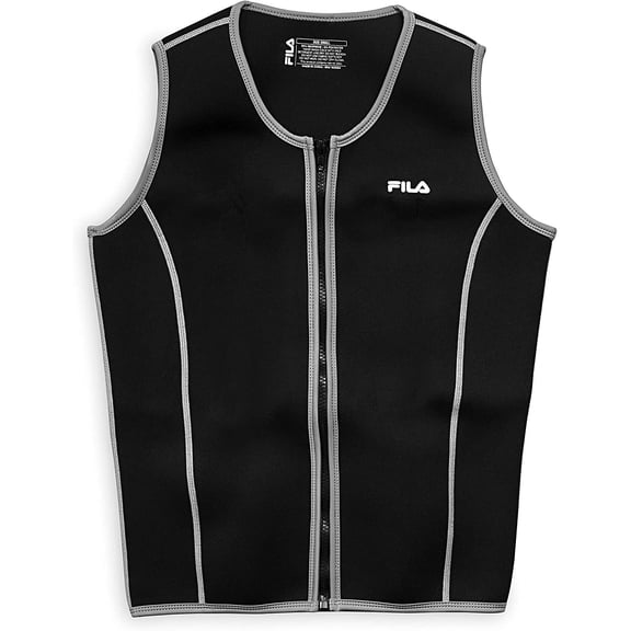 FILA Accessories Men's Sauna Vest - Neoprene Sweat Suit Zipper Tank Top Hot Slimming Body Shaper Waist Trainer for Weight Loss, Running, Walking, Weightlifting, Exercise & Fitness Workouts,