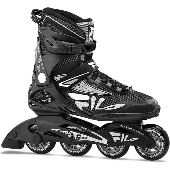 FILA Legacy Comp Inline Skates for Teens and Adults, Unisex Inline Skates for Girls, Boys, Women and Men, Black and Gray, Men's 10