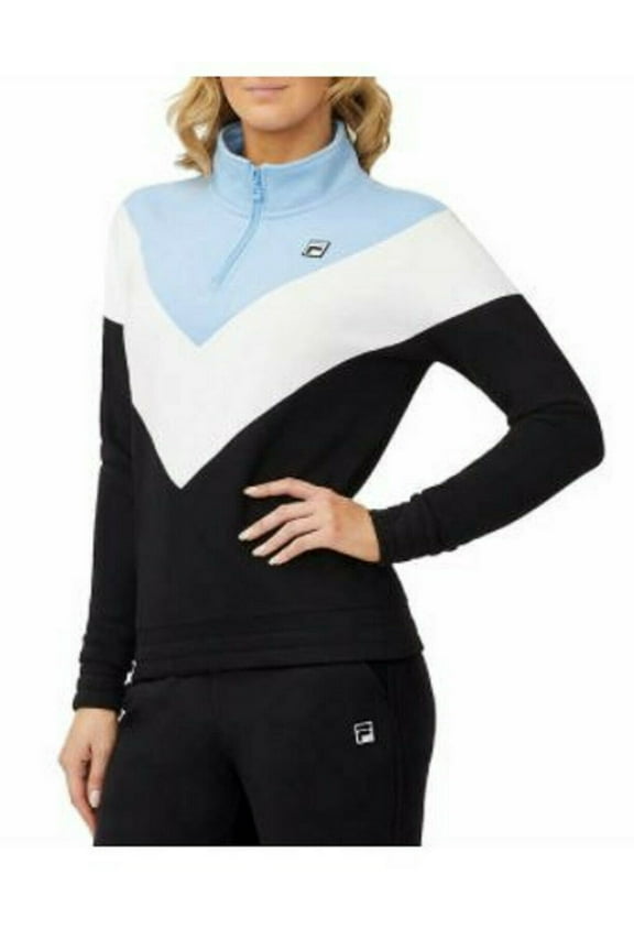 Women's 1/4 Zip Pullover (Black, Blue & White; XX-Large)