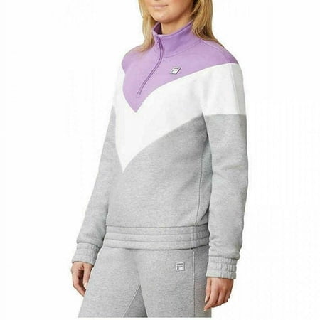 FILA Women's 1/4 Zip Pullover (Grey/Lavender, Small)