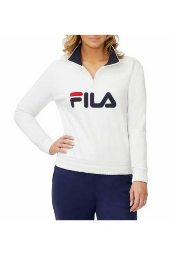 Women's 1/4 Zip Pullover (White/Peacoat, X-Large)