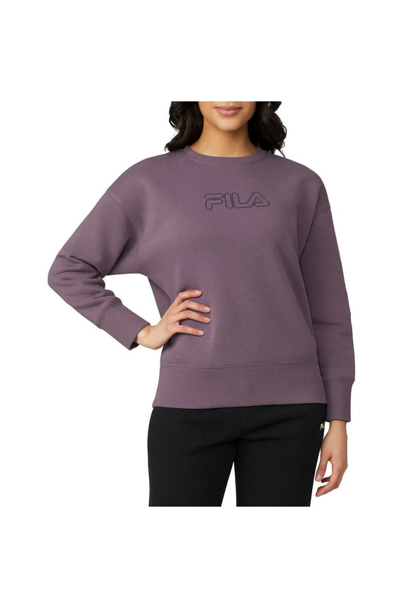 Women's Chest Logo Cotton Blend Active Crewneck Sweatshirt Top-Purple / XXL