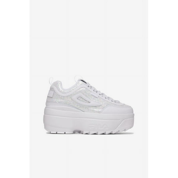 FILA Women's Disruptor 2 Wedge Special Glitter White/White/White - 5XM02318-100
