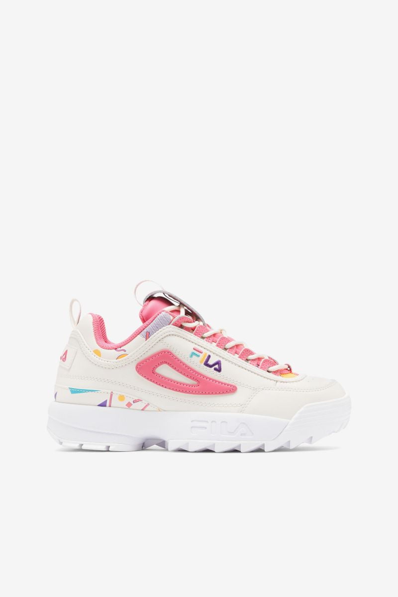FILA Women's Disruptor II Sneaker Gardenia/Scuba Blue/Bubble Gum